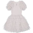Girls Grey Layered Tulle Dress, 1, hi-res