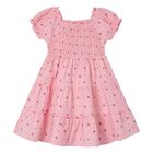 Girls Pink Printed Smocked Dress, 1, hi-res