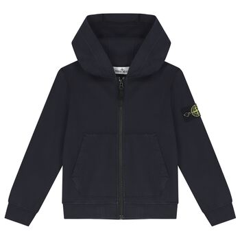 Boys Blue Logo Hooded Zip Up Top