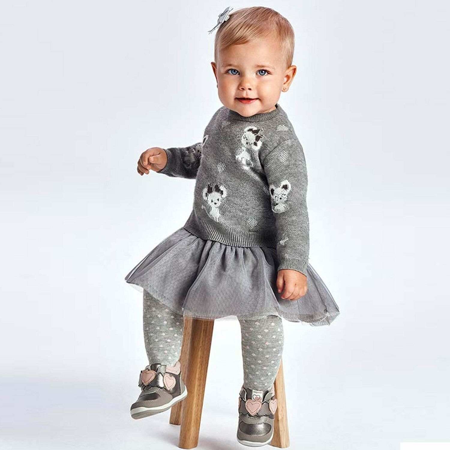 Younger Girls Grey Mouse Sweater & Dress Set, 1, hi-res image number null