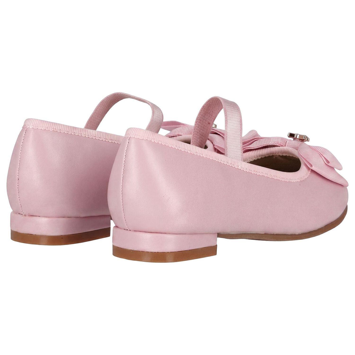 Girls Pink Bow Leather Shoes, 1, hi-res