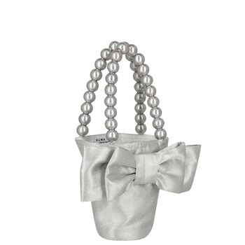 Girls Metallic Silver Bow Handbag 