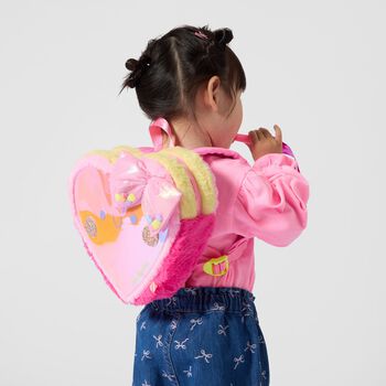 Girls Pink Heart Iridescent Backpack ( 22cm )