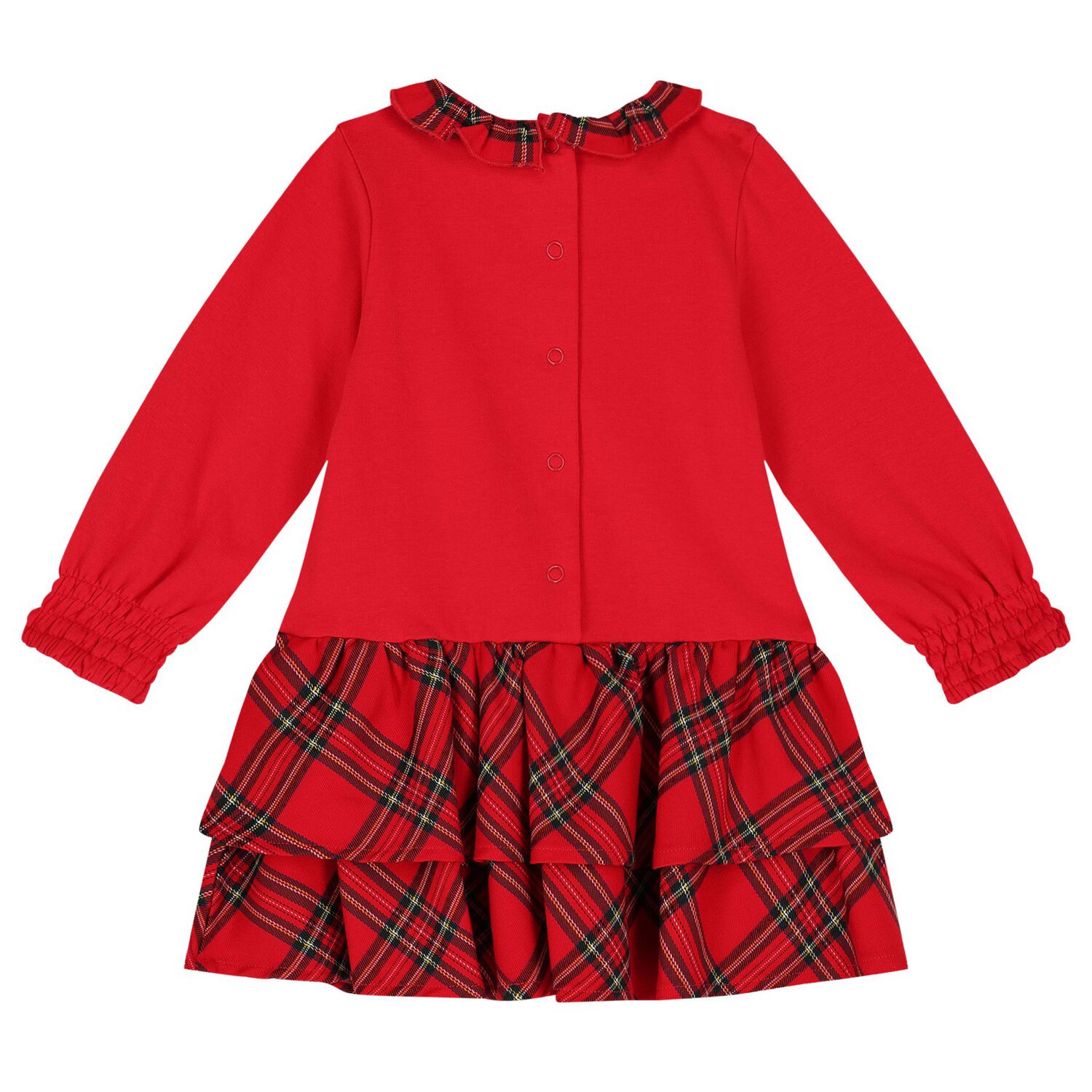 Baby Girls Red Tartan Dress, 1, hi-res