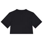 Girls Black Flower T-Shirt, 1, hi-res