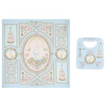 Blue & Pink Spring Bunny Baby Carr&eacute; Swaddle & Bib Gift Set