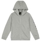 Boys Grey Logo Hooded Zip Up Top, 1, hi-res