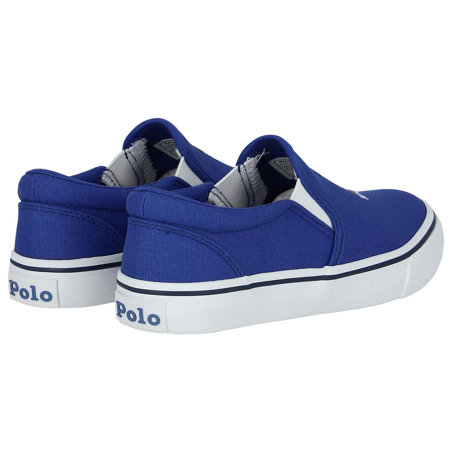 Boys Blue Polo Bear Slip-On Trainers, 1, hi-res