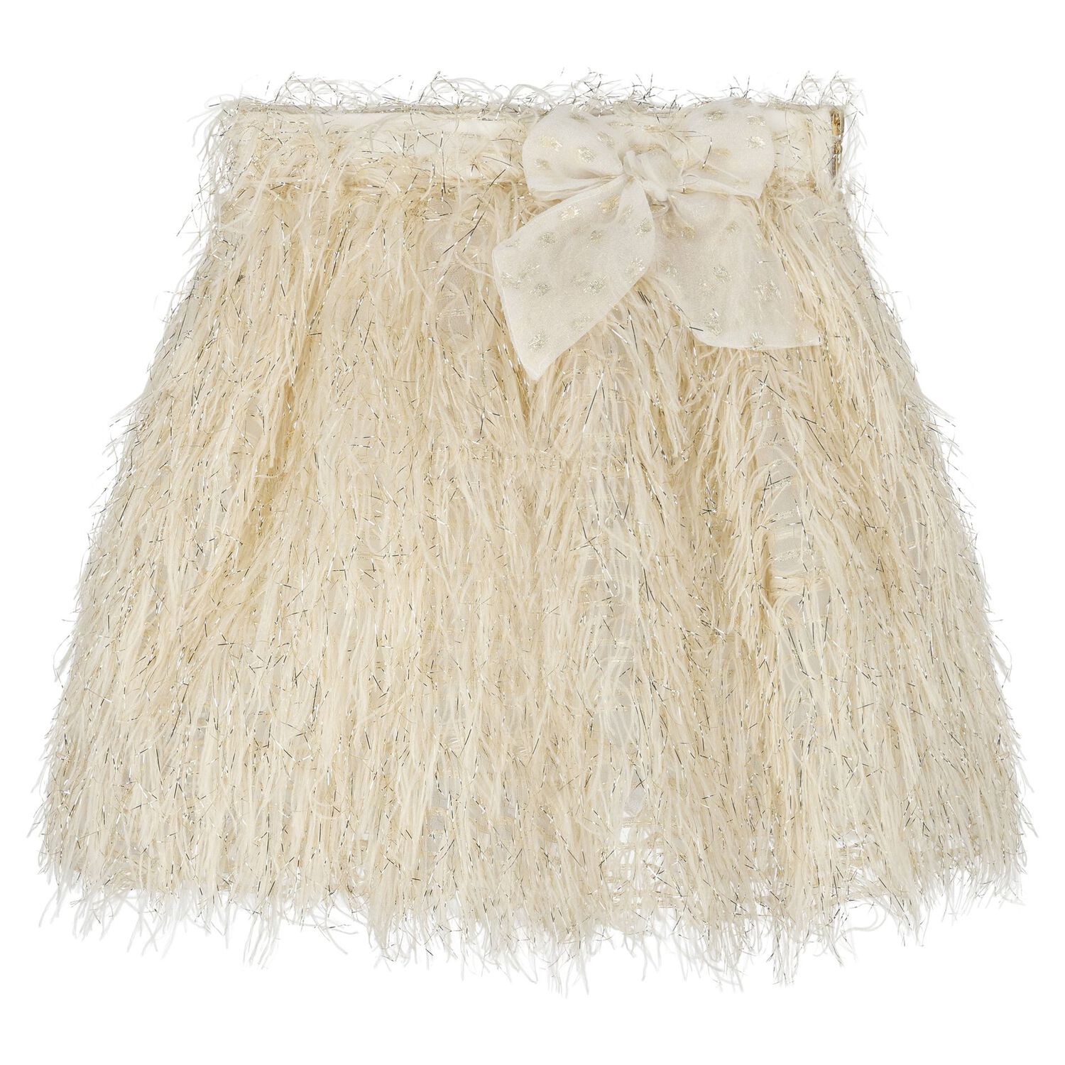 Girls Gold Fringe Skirt Set, 1, hi-res