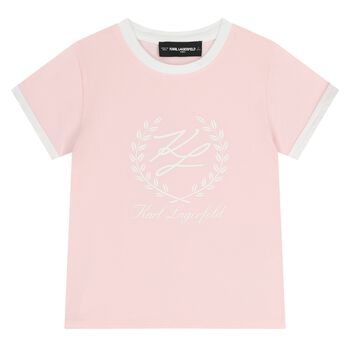 Girls Pink & White Logo T-Shirt