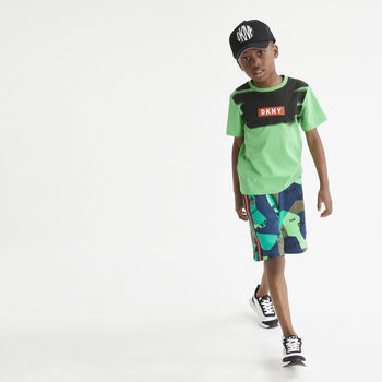 Boys Blue & Green Logo Shorts