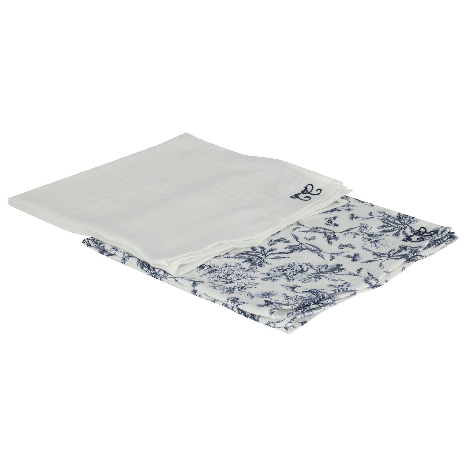 Navy Blue & White Toile De Jouy Muslin Swaddles ( 2-Pack ), 1, hi-res