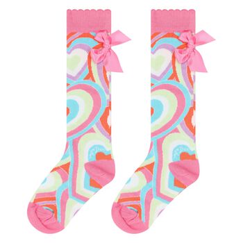 Girls Pink Abstract Heart Cotton Socks