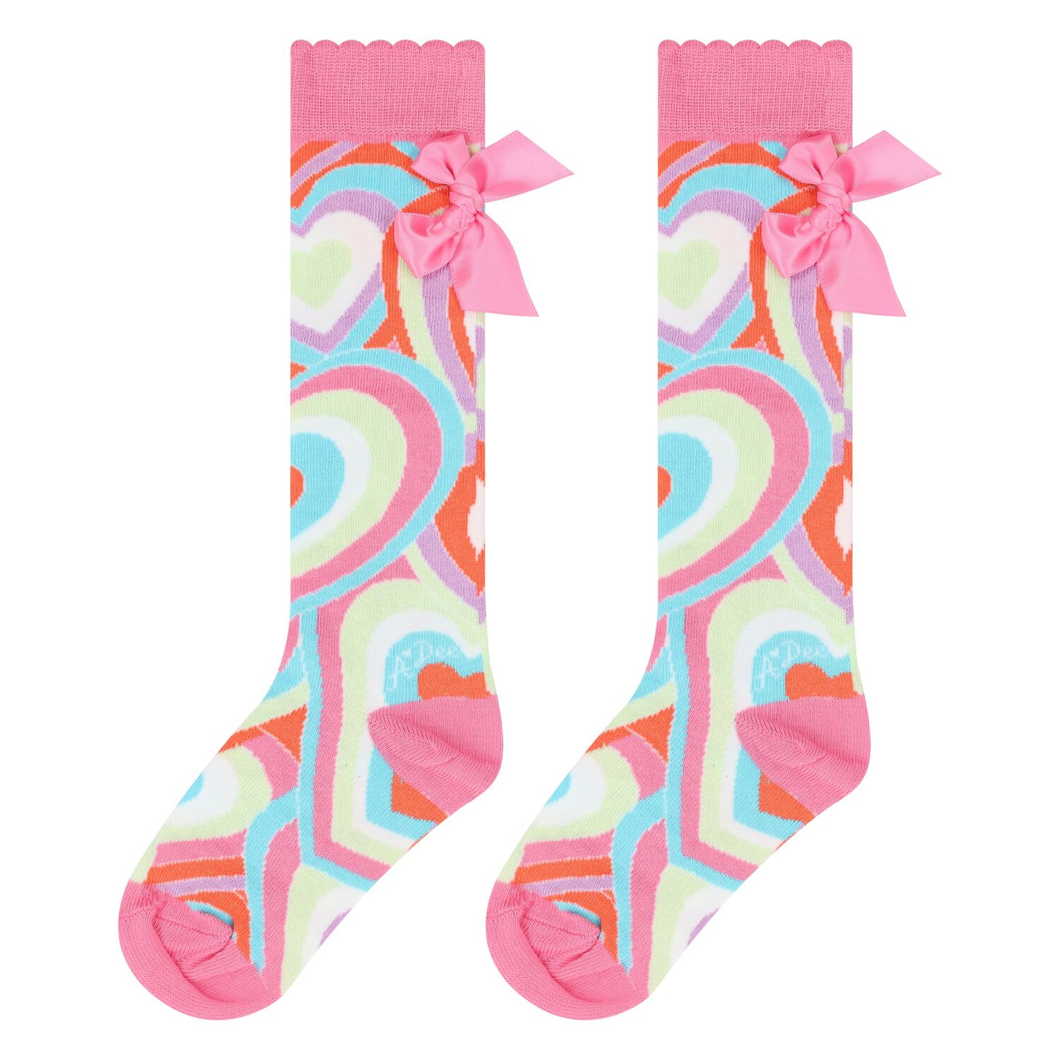 Girls Pink Abstract Heart Cotton Socks, 1, hi-res image number null