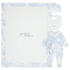 Baby Boys White & Blue Geo Map Babygrow Gift Set , 3, hi-res