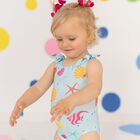 Girls Aqua Printed Swimsuit, 1, hi-res