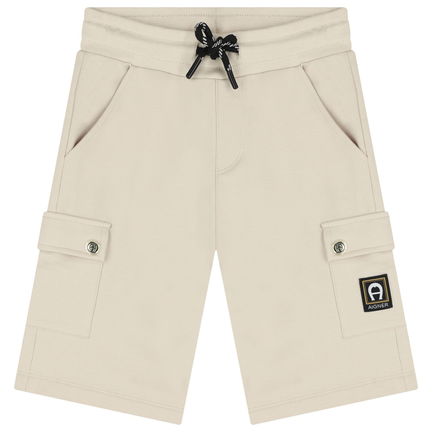 Boys Beige Logo Shorts, 2, hi-res