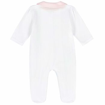 Baby Girls White Printed Babygrow