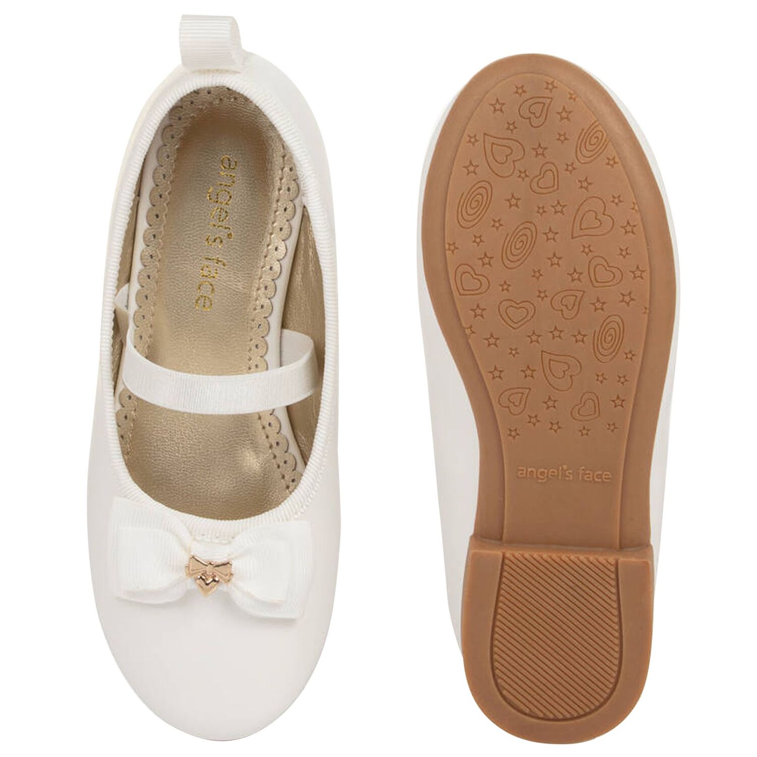 Younger Girls White Bow Leather Shoes, 2, hi-res