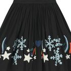 Girls Black Snowflakes Skirt, 1, hi-res