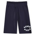 Boys Navy Blue Logo Shorts, 2, hi-res