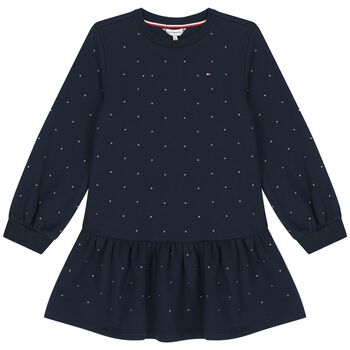 فستان بنات مزخرف باللون الكحلى 