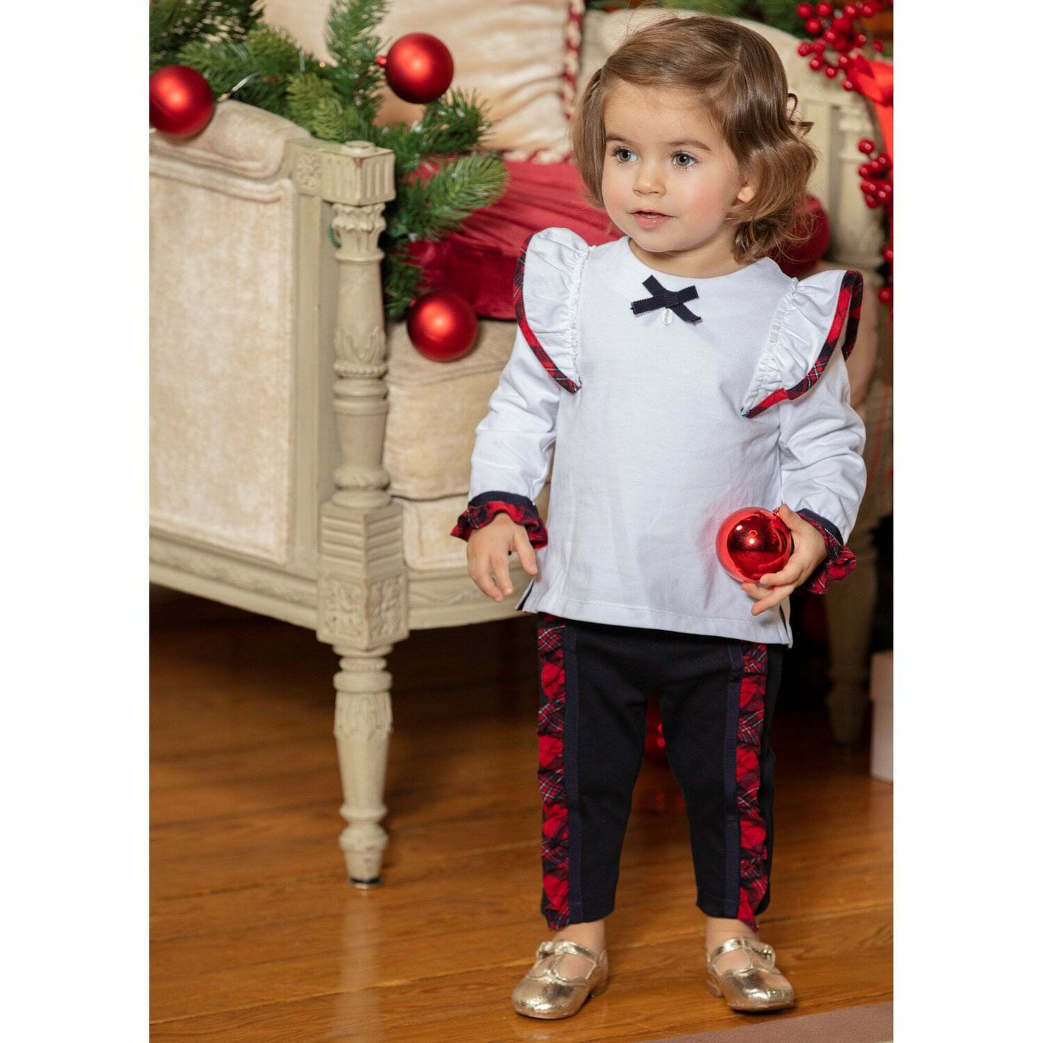 Girls Navy & Red Legging Set, 1, hi-res
