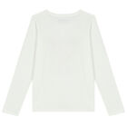 Girls Ivory Logo Long Sleeve Top, 1, hi-res