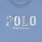 تيشيرت بنات بالشعار باللون الأزرق, 2, hi-res