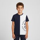 Boys Navy Blue & White Logo T-Shirt, 2, hi-res