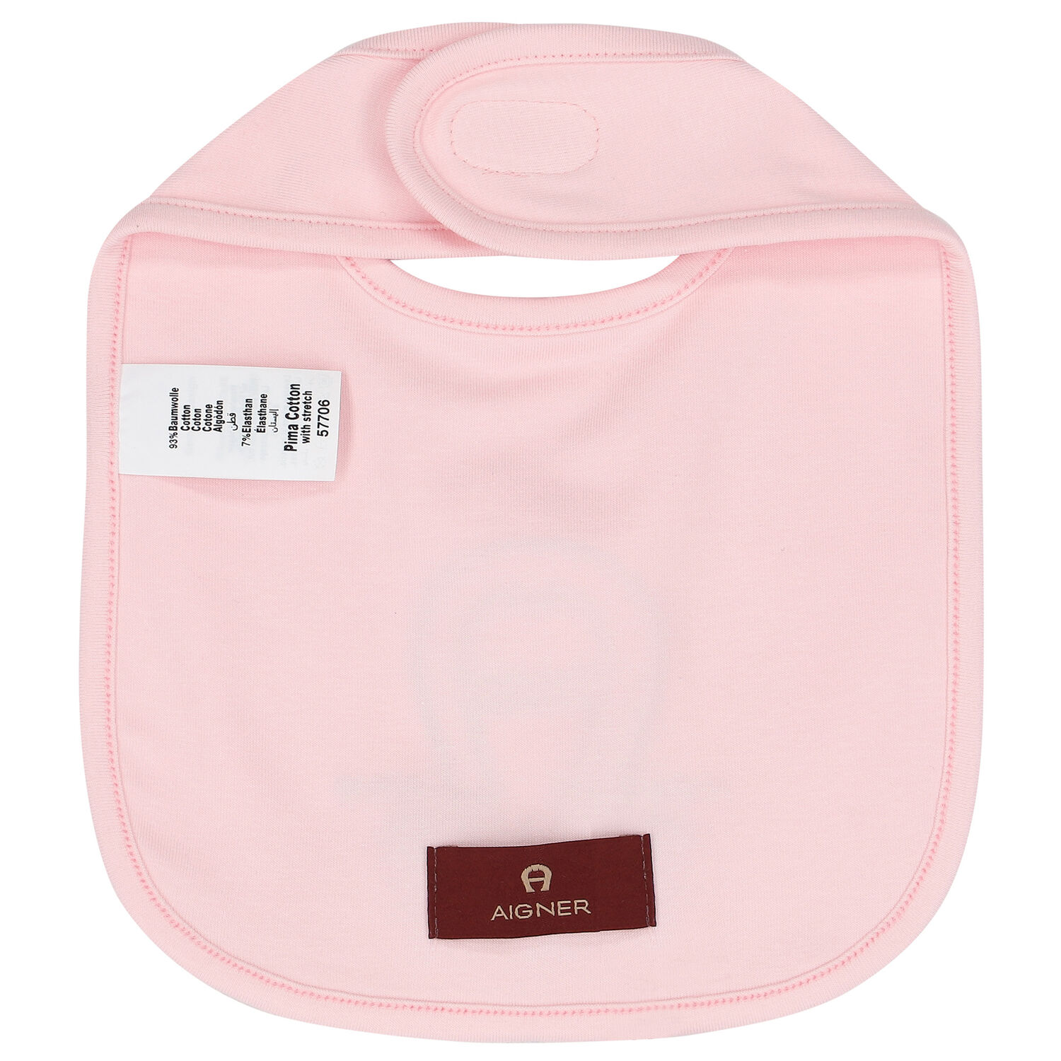Baby Girls Pink & Gold Pima Cotton Logo Bib, 2, hi-res