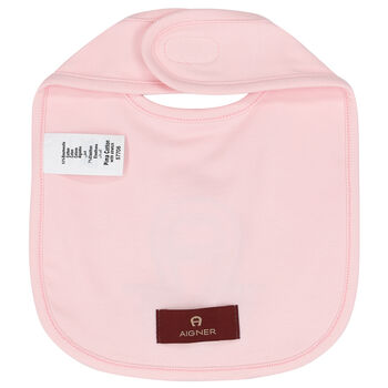Baby Girls Pink & Gold Pima Cotton Logo Bib
