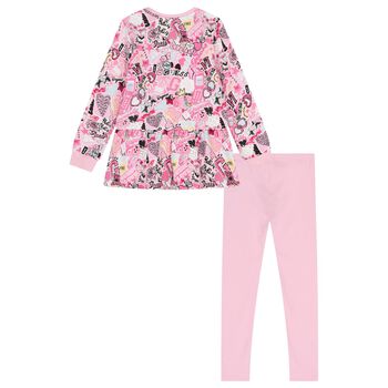 Girls Pink Logo Leggings Set