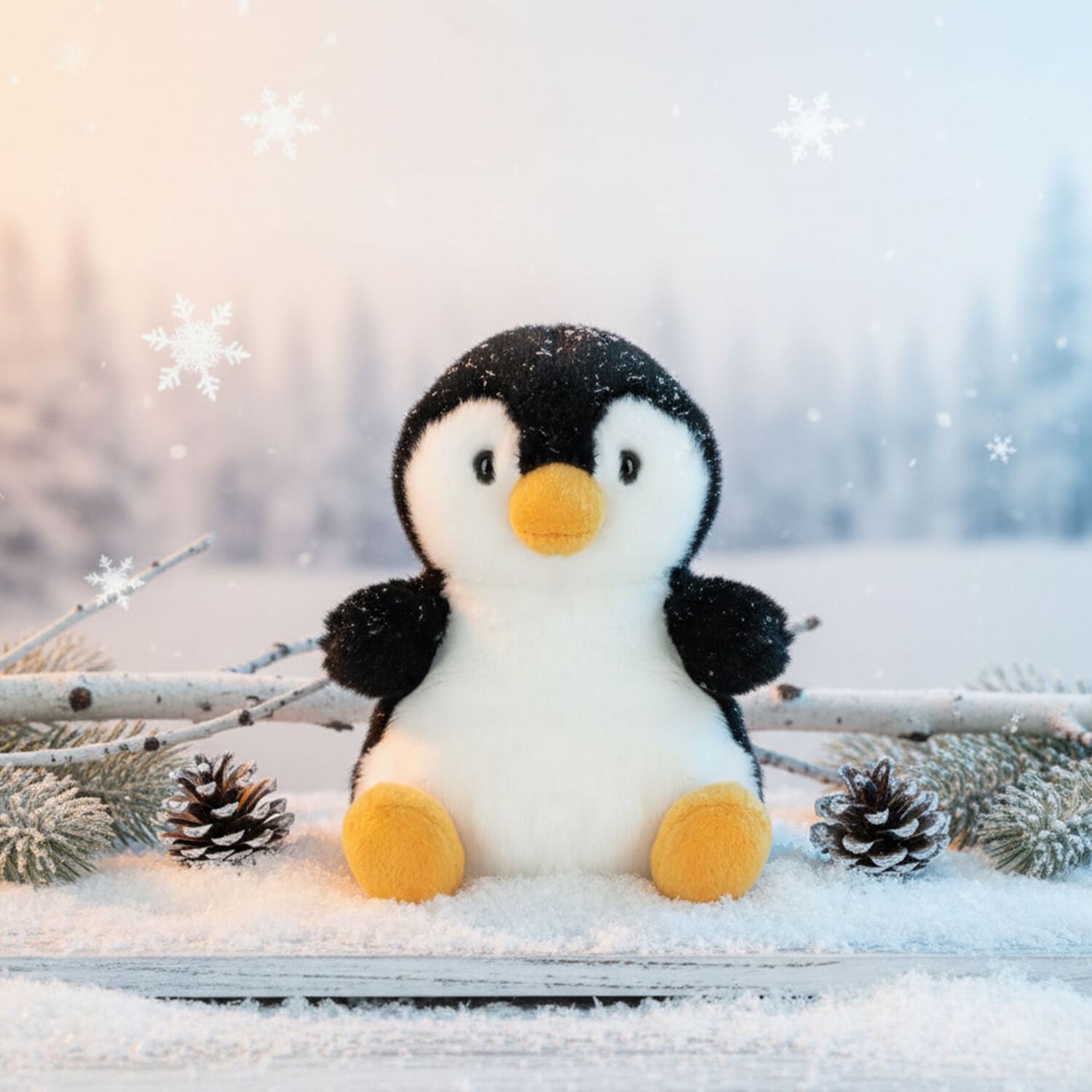 Palm Pals Black & White Chilly Penguin Soft Toy ( 13CM ), 1, hi-res