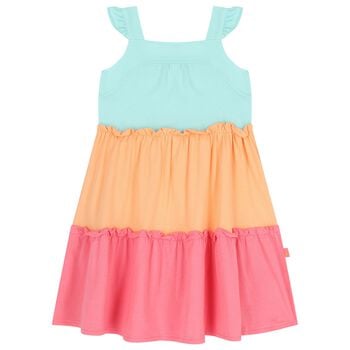 Girls Blue, Orange & Pink Tiered Dress