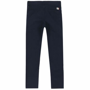Boys Navy Blue Logo Chinos