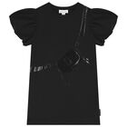 Girls Black Bag Logo Dress, 1, hi-res