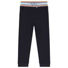 Boys Navy Teddy Joggers, 1, hi-res