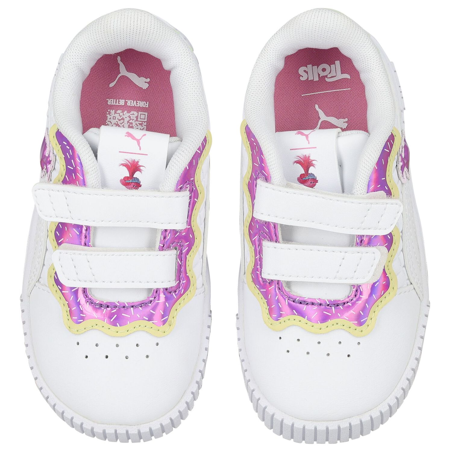 Younger Girls White & Pink Trolls Carina 2.0 Trainers, 1, hi-res image number null