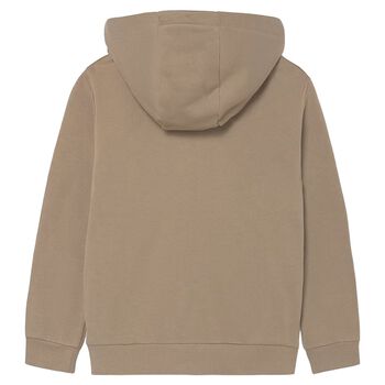 Boys Beige Hooded Zip Up Top