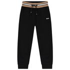 بنطلون أولاد رياضي بالشعار باللون الأسود, 1, hi-res