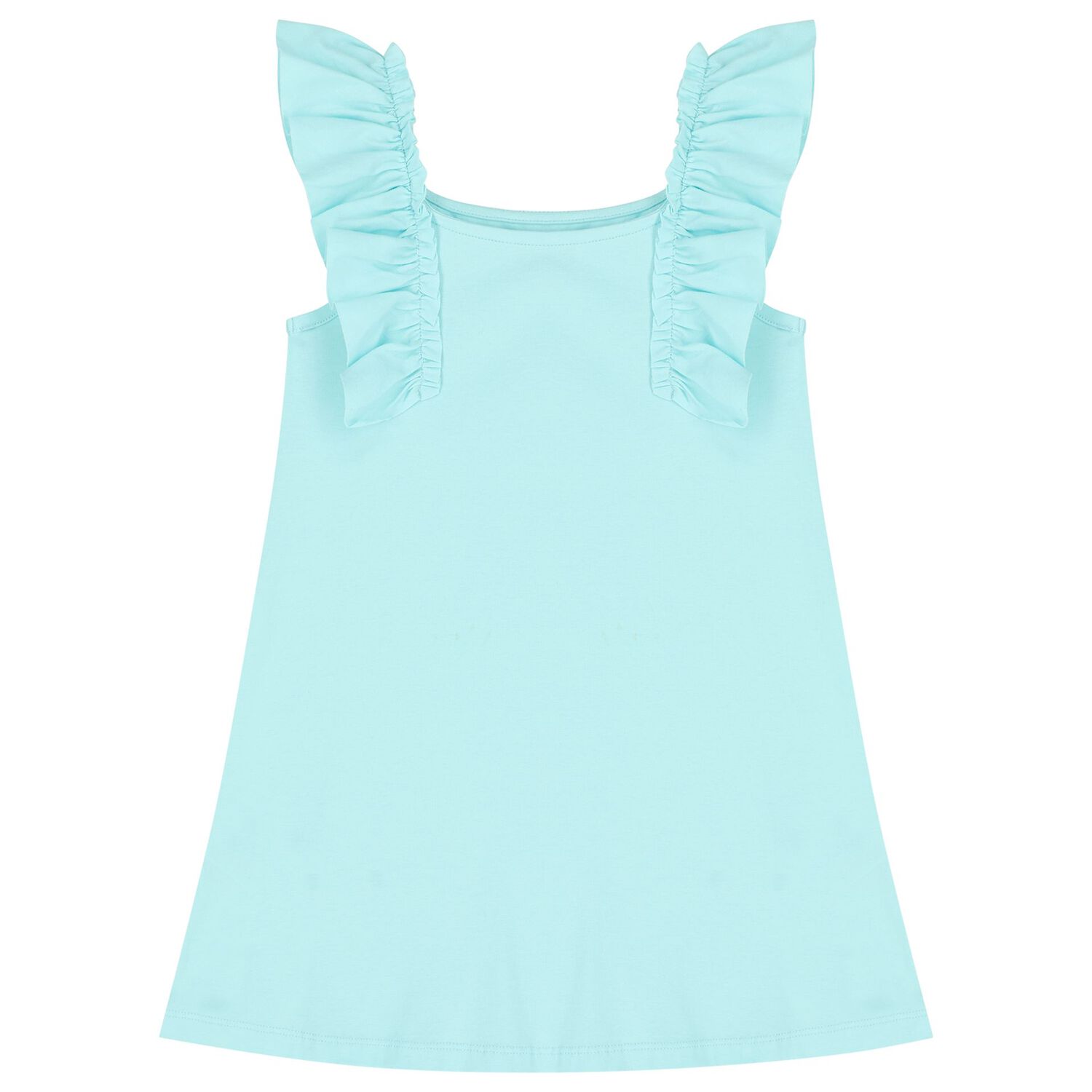Girls Aqua Ruffled Dress, 1, hi-res