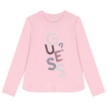 Girls Pink Logo Long Sleeve Top