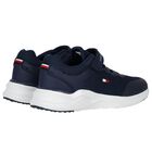 Boys Navy Blue Logo Trainers, 1, hi-res