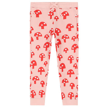 Girls Pink & Red Mushroom Joggers