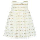 Younger Girls Ivory & Gold Tulle Dress Set, 1, hi-res