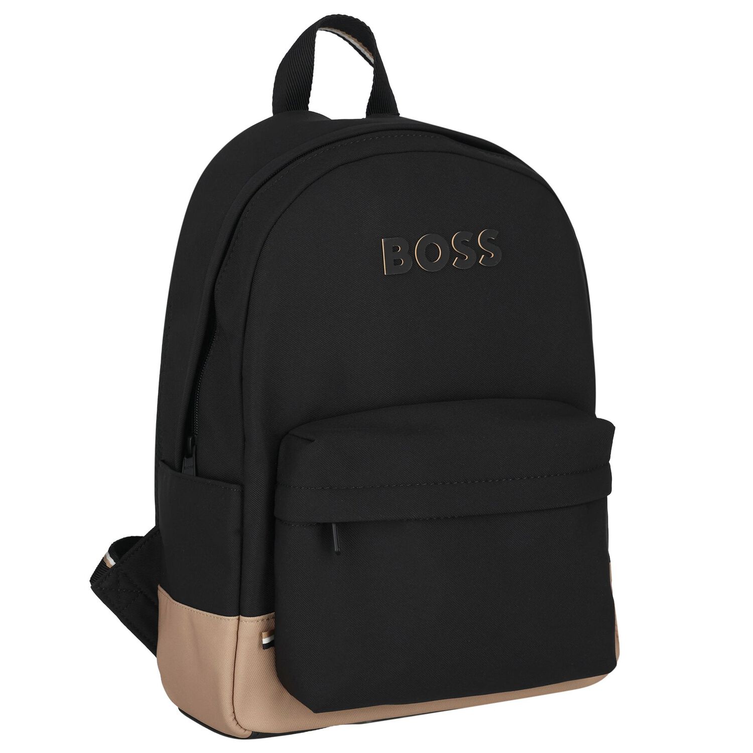 حقيبة ظهر للأولاد الصغار بالشعار باللون الأسود والبيج (42 سم), 1, hi-res