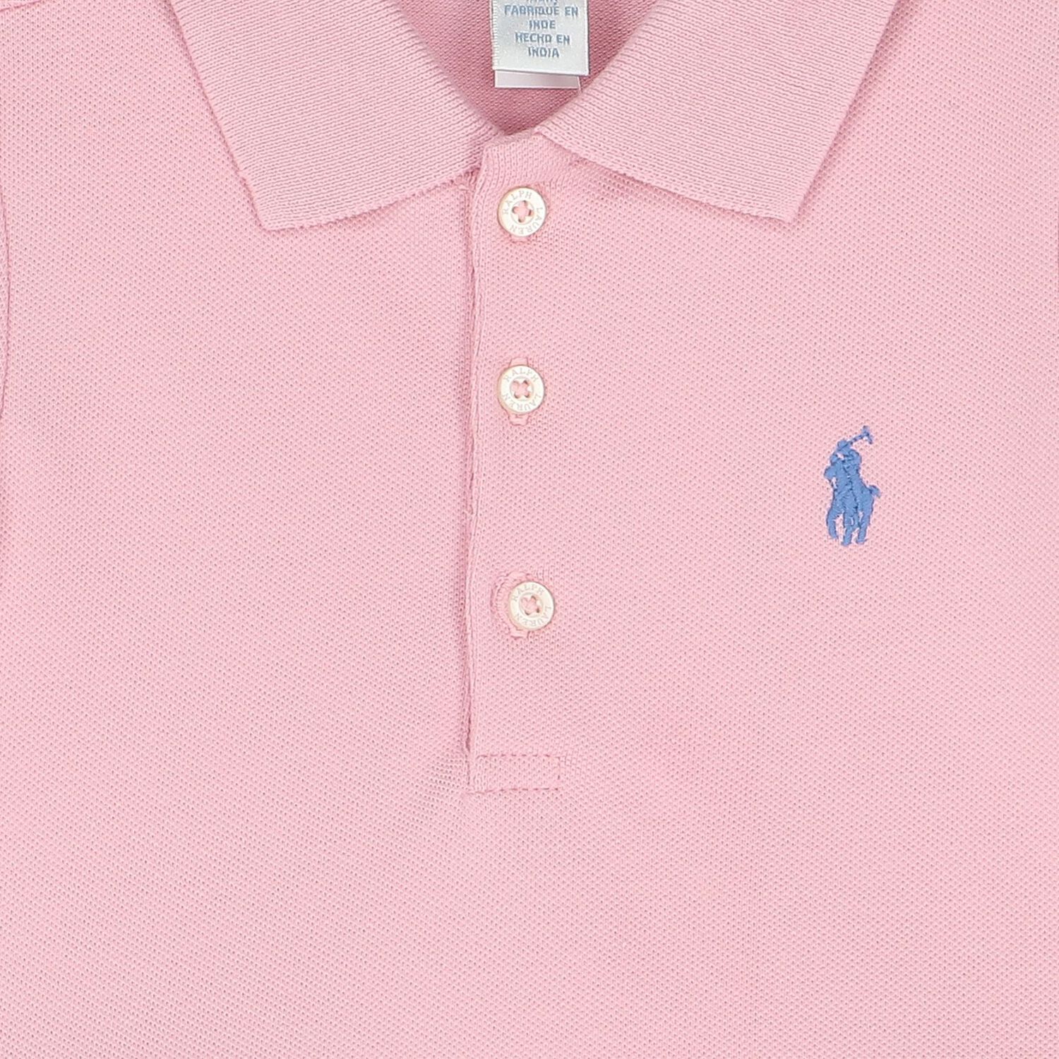 Baby Girls Pink Logo Polo Romper, 3, hi-res