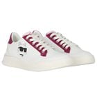 حذاء بنات رياضي بالشعار باللون الأبيض, 1, hi-res