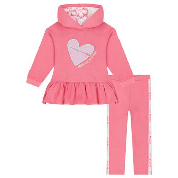 Girl Pink Hear Logo Leggings Set
